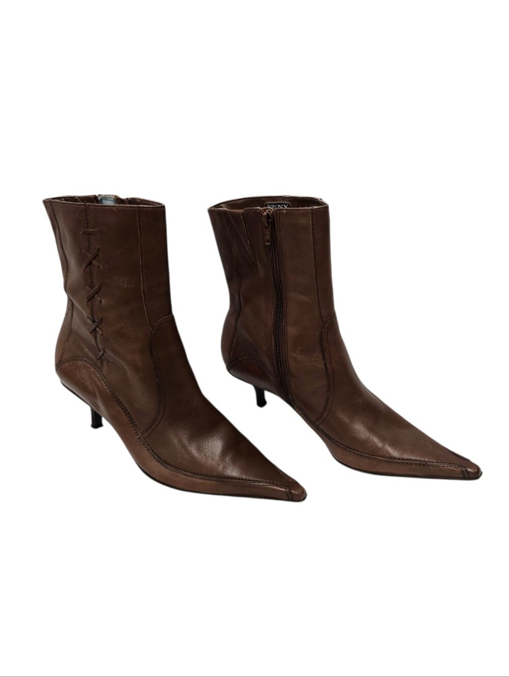 Vintage Bronx Sprite Pointed Toe Heeled Leather Boots